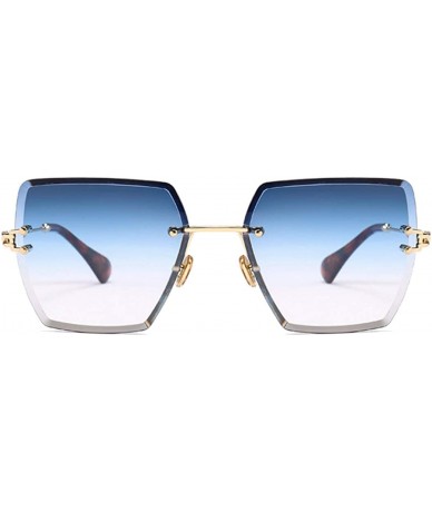 Oversized Fashion Men women Oversized Frameless Candy color Sunglasses UV400 - Blue White - CC18N6RNQ3D $12.36