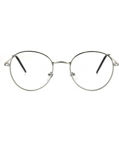 Round 90s Round Retro Metal Rim Classic Clear Lens Eye Glasses - Silver - C4185YMHCOK $10.23