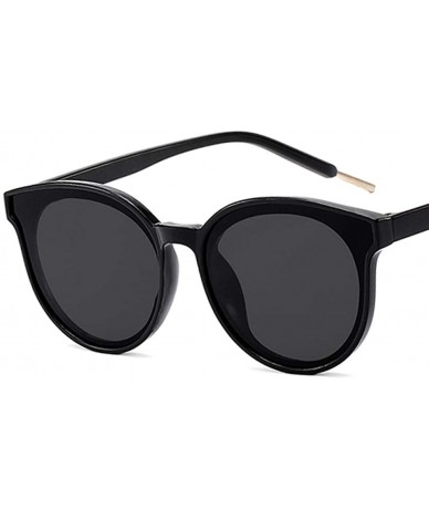Round Unisex Sunglasses Retro Bright Black Grey Drive Holiday Round Non-Polarized UV400 - Bright Black Grey - CF18RH6SN32 $20.62