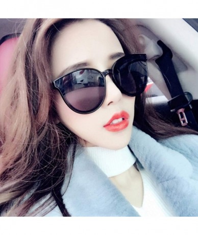 Round Unisex Sunglasses Retro Bright Black Grey Drive Holiday Round Non-Polarized UV400 - Bright Black Grey - CF18RH6SN32 $20.62