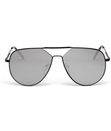 Oval 2019 new fashion trend double beam frog mirror unisex big frame half frame brand designer metal sunglasses - C218NTD05WX...