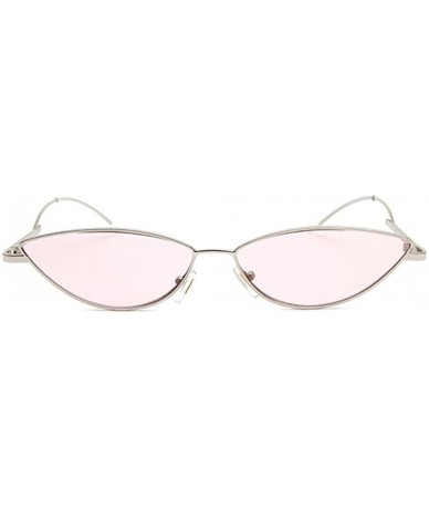 Oversized Vintage Small Women Men Sunglasses Cat Eye Slim Metal Frame Flat Lens - Silver/Pink - CC18EL9892M $12.42