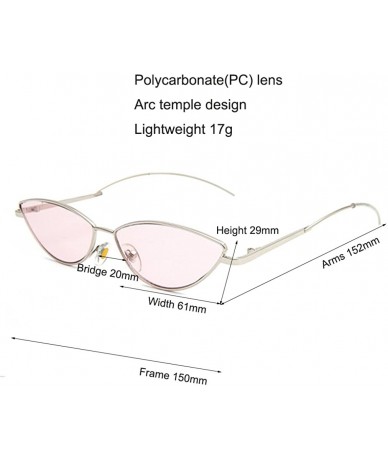 Oversized Vintage Small Women Men Sunglasses Cat Eye Slim Metal Frame Flat Lens - Silver/Pink - CC18EL9892M $18.89