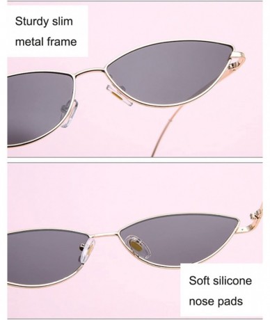 Oversized Vintage Small Women Men Sunglasses Cat Eye Slim Metal Frame Flat Lens - Silver/Pink - CC18EL9892M $12.42