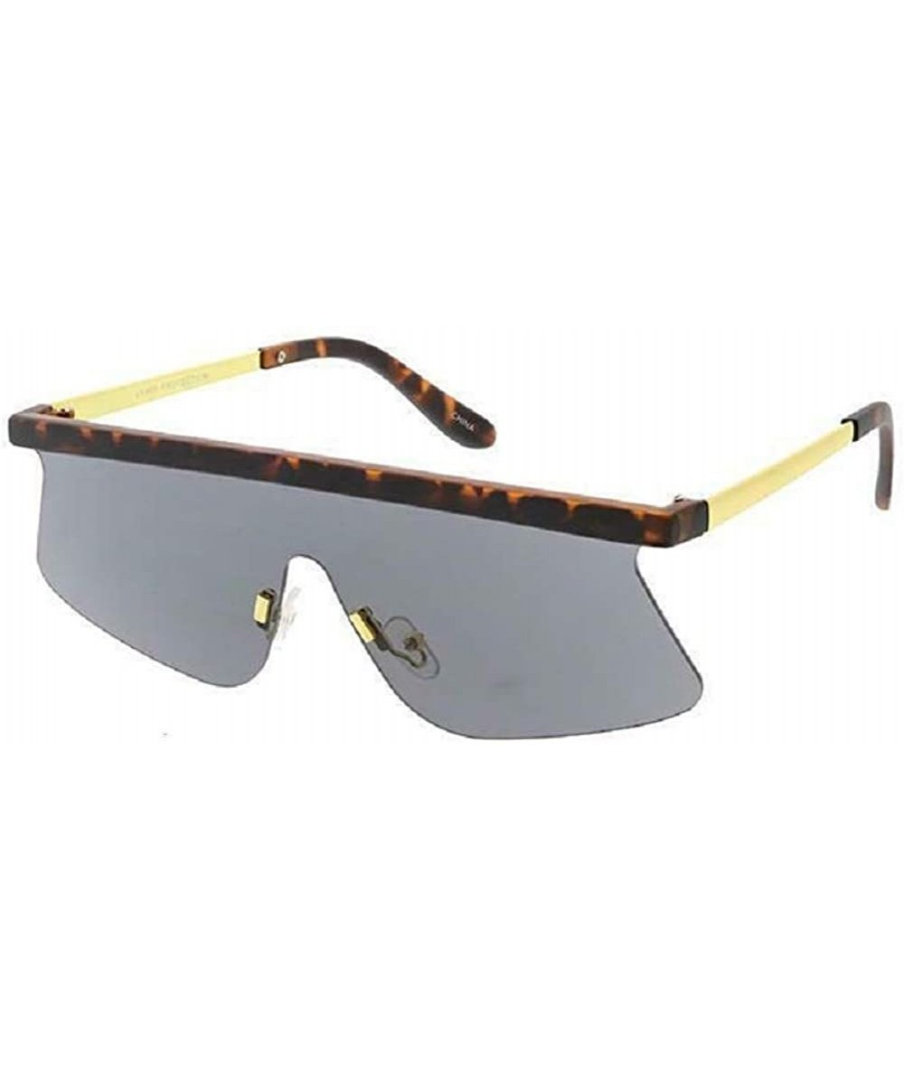 Shield Kahuna Semi Rimless One Piece Shield Lens Sunglasses - Tortoise Gold Metallic Frame - C418YAI20YK $17.59