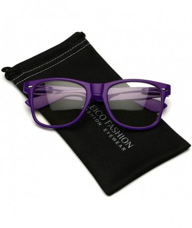Aviator Iconic Square Non-Prescription Clear Lens Retro Fashion Nerd Glasses Men Women - Purple - CM12NTEVH6W $20.72