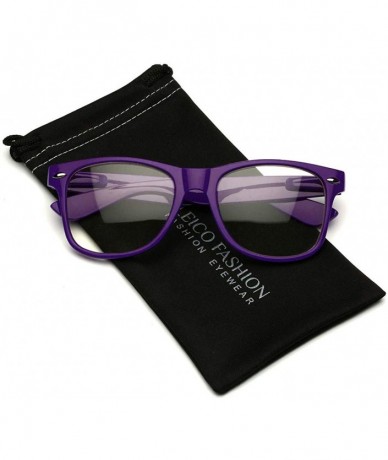 Aviator Iconic Square Non-Prescription Clear Lens Retro Fashion Nerd Glasses Men Women - Purple - CM12NTEVH6W $7.89