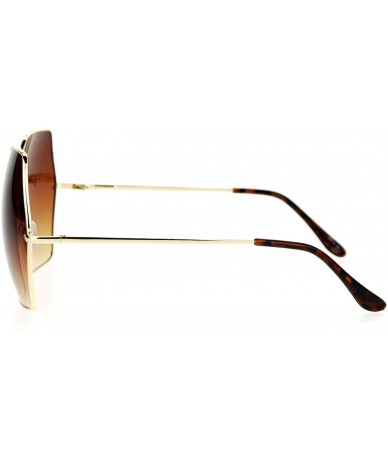 Oversized Womens Super Oversized Fashion Sunglasses Hexagon Shape Metal Frame - Gold (Brown) - C8188TT7OSO $11.81