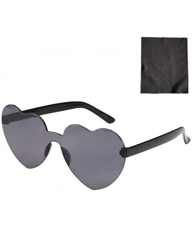 Oversized Love Heart Shaped Rimless Sunglasses PC Frame Resin Lens Sunglasses UV400 Sunglasses - Gray - CA199XIZR70 $8.83