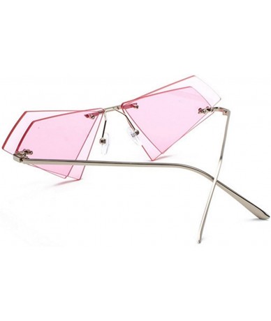 Rimless personality irregular double-layer triangle frameless retro unisex sunglasses - Pink - CQ18GQI7Q7W $9.38