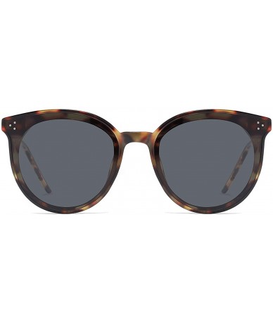 Oversized Classic Retro Round Oversized Sunglasses for Women with Rivets DOLPHIN SJ2068 - C5 Dark Tortoise Frame/Grey Lens - ...