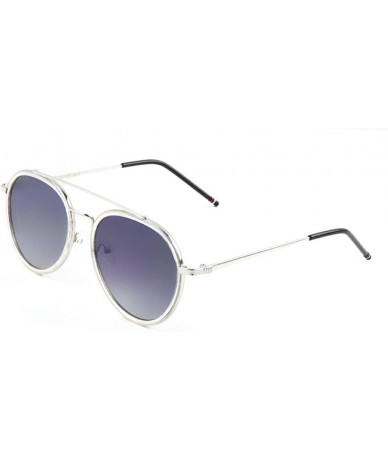 Aviator Double Clear Plastic Metal Rim Flat Modern Aviator Sunglasses - Smoke - CK190E46O49 $10.84