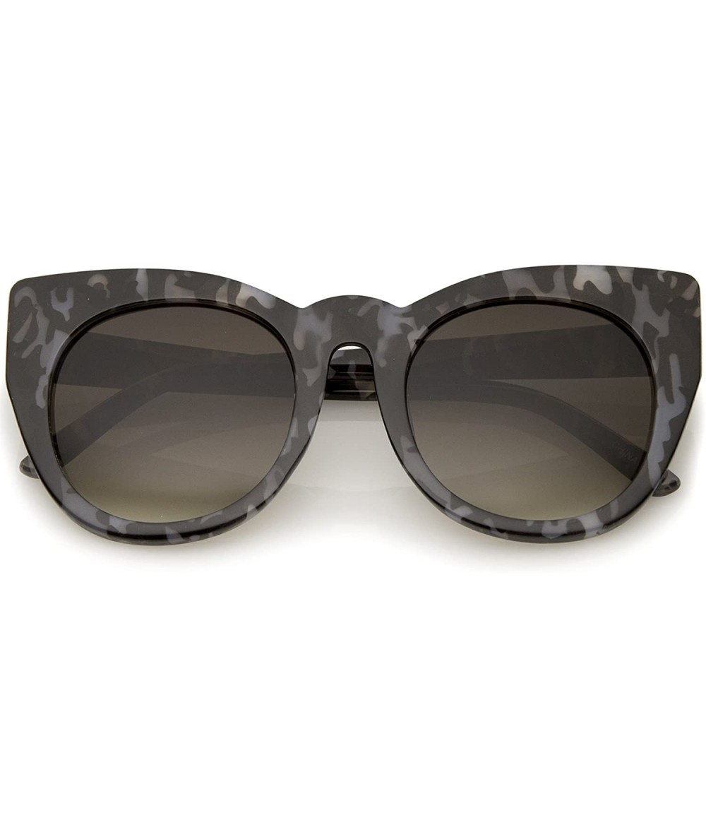 Cat Eye Womens Oversized High Fashion Bold Rimmed Glam Round Cat Eye Sunglasses (Black-Block/Lavender) - C712NYX4LQZ $9.54