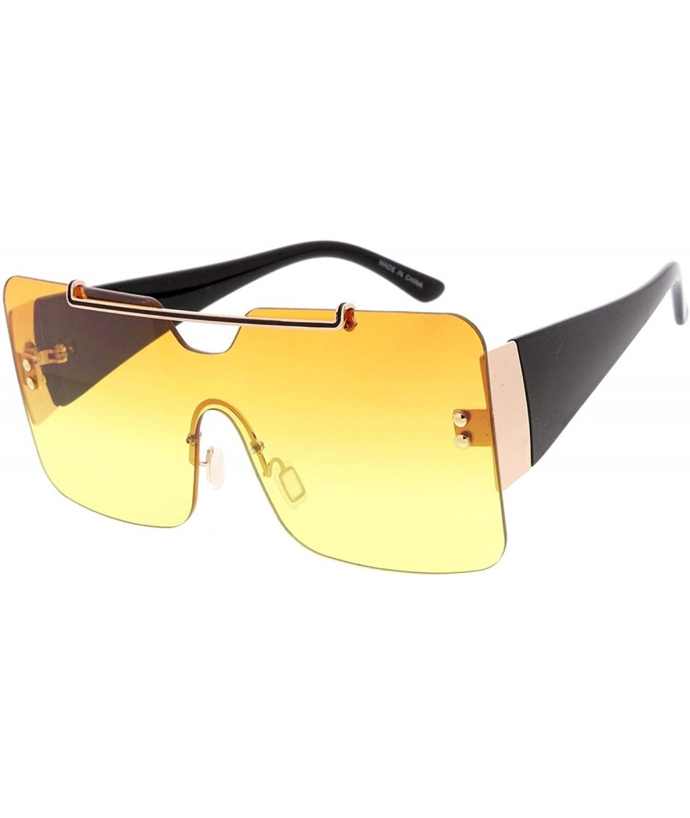 Oversized Fashion Oversized Uni Lens Flat Top Sunglasses B93 - Yellow - CO19202OL9W $9.47