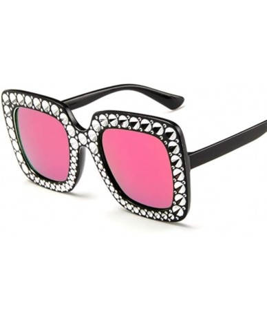 Goggle Shining Diamond Sunglasses Women Brand Design Flash Square Shades Female Mirror Sun Glasses - 7 - CU18X7RDULT $39.74