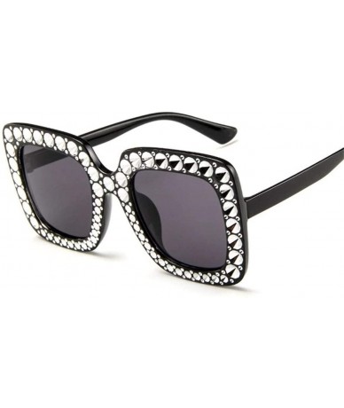 Goggle Shining Diamond Sunglasses Women Brand Design Flash Square Shades Female Mirror Sun Glasses - 7 - CU18X7RDULT $22.13