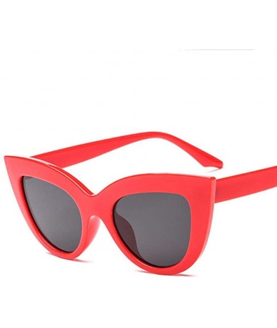 Oversized Vintage Cat Eye Sunglasses Women Fashion Tinted Color Lens Men Random Color - Red - CO18XAKLROW $20.32