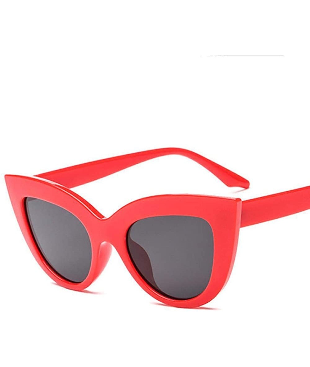 Oversized Vintage Cat Eye Sunglasses Women Fashion Tinted Color Lens Men Random Color - Red - CO18XAKLROW $8.13