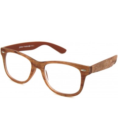 Square Square natural wood & bamboo/Platic Mixed Frame Reading Glasses - Matte Brown - CF1930E7WHQ $30.69