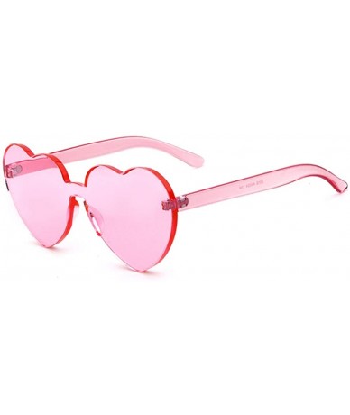Rimless Heart Shaped Rimless Sunglasses Clout Goggles Candy Clear Lens Sun Glasses for Women Girls - Pink - CQ180MA66D6 $11.78