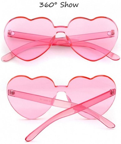 Rimless Heart Shaped Rimless Sunglasses Clout Goggles Candy Clear Lens Sun Glasses for Women Girls - Pink - CQ180MA66D6 $11.78