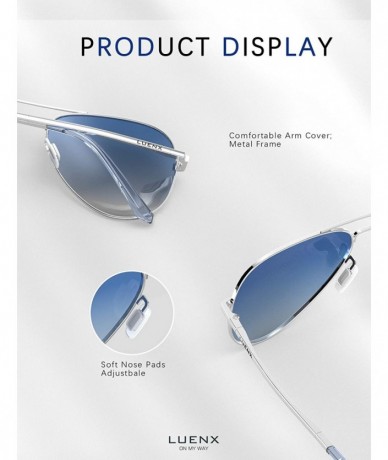 Wayfarer Aviator Sunglasses for Men Women Polarized - UV 400 Protection with case 60MM - Gradient Blue Lens/ Silver Frame - C...