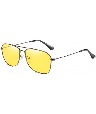 Aviator Men's metal polarizing sunglasses square anti-glare polarizing driving Sunglasses - A - CX18QS0D7H3 $61.70
