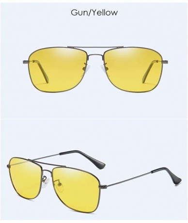 Aviator Men's metal polarizing sunglasses square anti-glare polarizing driving Sunglasses - A - CX18QS0D7H3 $40.60