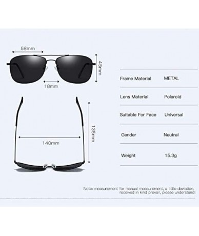 Aviator Men's metal polarizing sunglasses square anti-glare polarizing driving Sunglasses - A - CX18QS0D7H3 $40.60