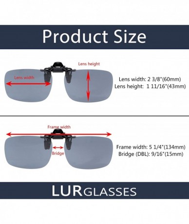 Rectangular Flip-up Clip-on Sunglasses Polarized Lens 60mm Wide x 43mm Height Millimeters - 4 Brown - CN18NEK3428 $18.58