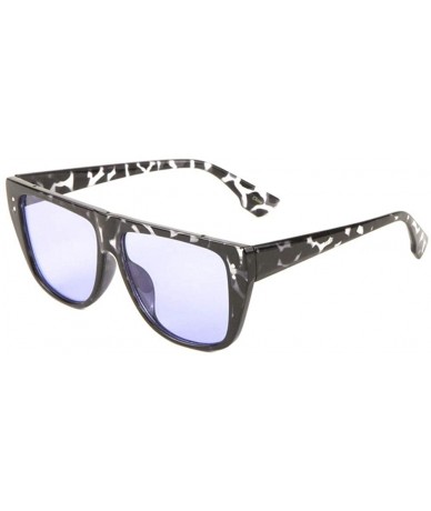 Shield Flat Top Classic Stud Frame Detachable Top Shield Sunglasses - Blue Demi - C3198899XLH $16.44