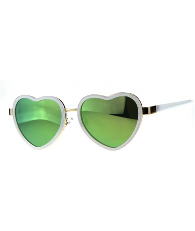 Oval Heart Shape Sunglasses Womens Cute Heart Frame Mirror Lens UV 400 - Frost White - CE18G8KD7WY $11.34