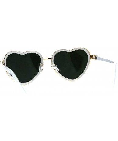 Oval Heart Shape Sunglasses Womens Cute Heart Frame Mirror Lens UV 400 - Frost White - CE18G8KD7WY $11.34