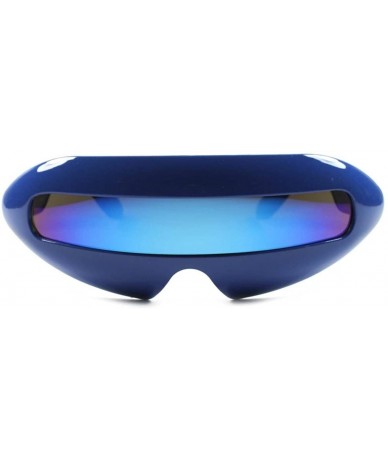 Wrap Alien Robot Costume Cyclops Novelty Futuristic Mirrored Lens Sunglasses - Red / Yellow & Red - C018ECG74N2 $15.58