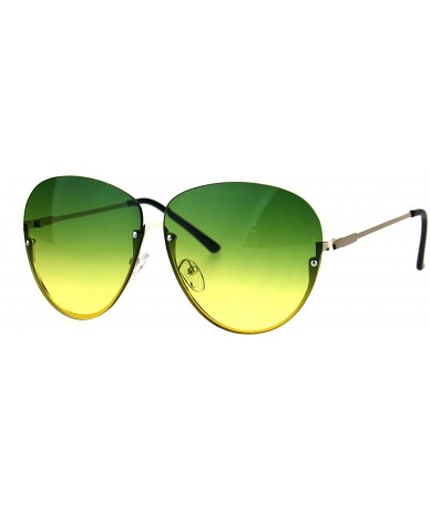 Aviator Womens Fashion Sunglasses Rimless Top Half Rim Unique Aviator Shades - Gold (Green Yellow) - CU188493078 $12.68