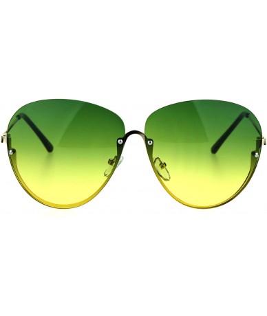 Aviator Womens Fashion Sunglasses Rimless Top Half Rim Unique Aviator Shades - Gold (Green Yellow) - CU188493078 $12.68