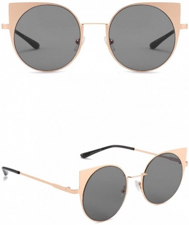 Oval Classic Retro Designer Style Cat's Eye Frame Sunglasses for Women Metal AC UV 400 Protection Sunglasses - CK18SZSY6HE $1...