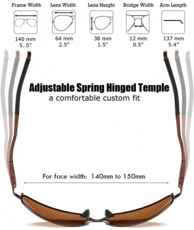 Wrap Wrap Polarized Sunglasses Al-Mg Metal Temple Spring Hinged UV400 Protection - Brown - CT18CSM23EL $11.72