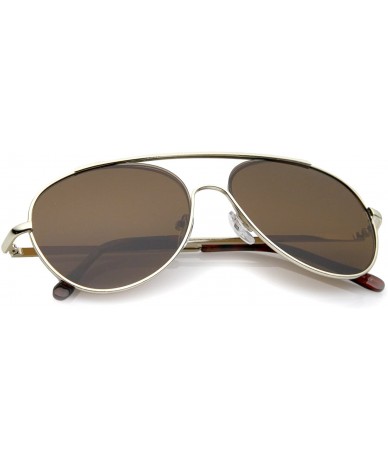 Rimless Classic Brow Bar Semi-Rimless Lens Aviator Sunglasses 57mm - Gold / Brown - C512NS2CUML $10.56