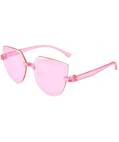 Round Sunglasses Frameless Multilateral Colorful - D - CF1908C05GS $11.71