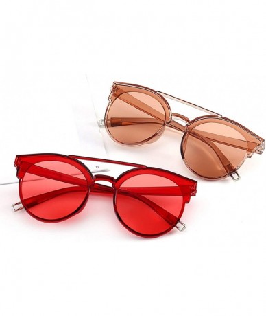 Aviator New Women Jelly Color Retro Round Sunglasses Fashion Vintage Luxury Mirror Double Beam Lenses Sun Glasses - 2 - C7198...