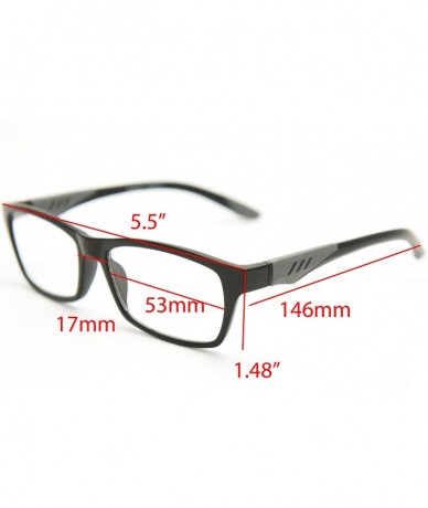 Rectangular Double Injection Lightweight Reading Glasses Free Pouch 53mm-17mm-146mm - Matte Black Matte Grey - CB12O40YF47 $1...