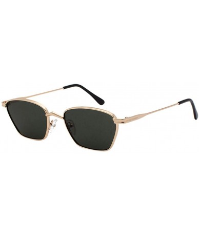Semi-rimless Metal Frame Polarized Sun Glasses for Women Men-Narrow Wide Mirrored Lens Fashion Goggle Eyewear Sunglasses - Gn...