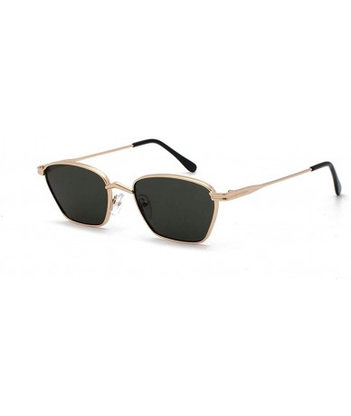 Semi-rimless Metal Frame Polarized Sun Glasses for Women Men-Narrow Wide Mirrored Lens Fashion Goggle Eyewear Sunglasses - Gn...