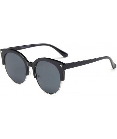 Round Women Round Fashion Sunglasses - Black - CO18WU9N2H7 $19.15