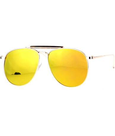 Aviator Retro Hipster Fashion Aviator Sunglasses Unisex Flat Style Metal Frame - Gold (Orange Mirror) - C7187ICWNKK $14.18