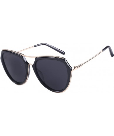 Aviator Aviator Polarized Sunglasses for Women Oversized Big frame Mirrored Retro Sunglasses - Black - CN18D0A40Z3 $10.41