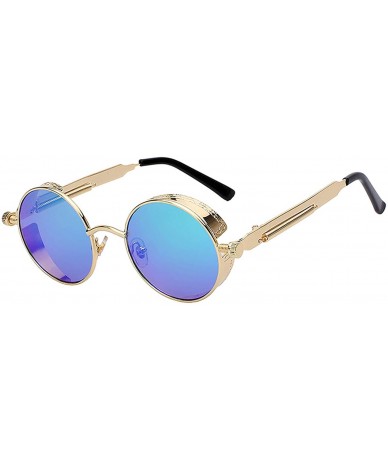Round Steampunk Vintage Retro Round Circle Gothic Hippie Colored Plastic Frame Sunglasses Colored Lens - C4186XANTE7 $26.20