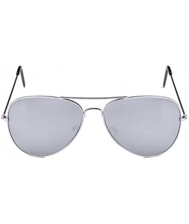 Aviator Sunglasses Aviator Style Metal Frame Colored Lens UV Protection Unisex 2Packs - Silver - CK12D2OIUQD $18.48