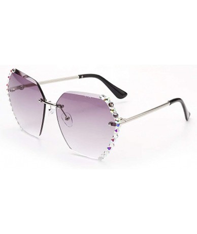 Sport Sunglasses Women's Frameless Crystal Cut Edge UV Protection Diamond Sunglasses - 1 - C9190QAE7HW $31.44